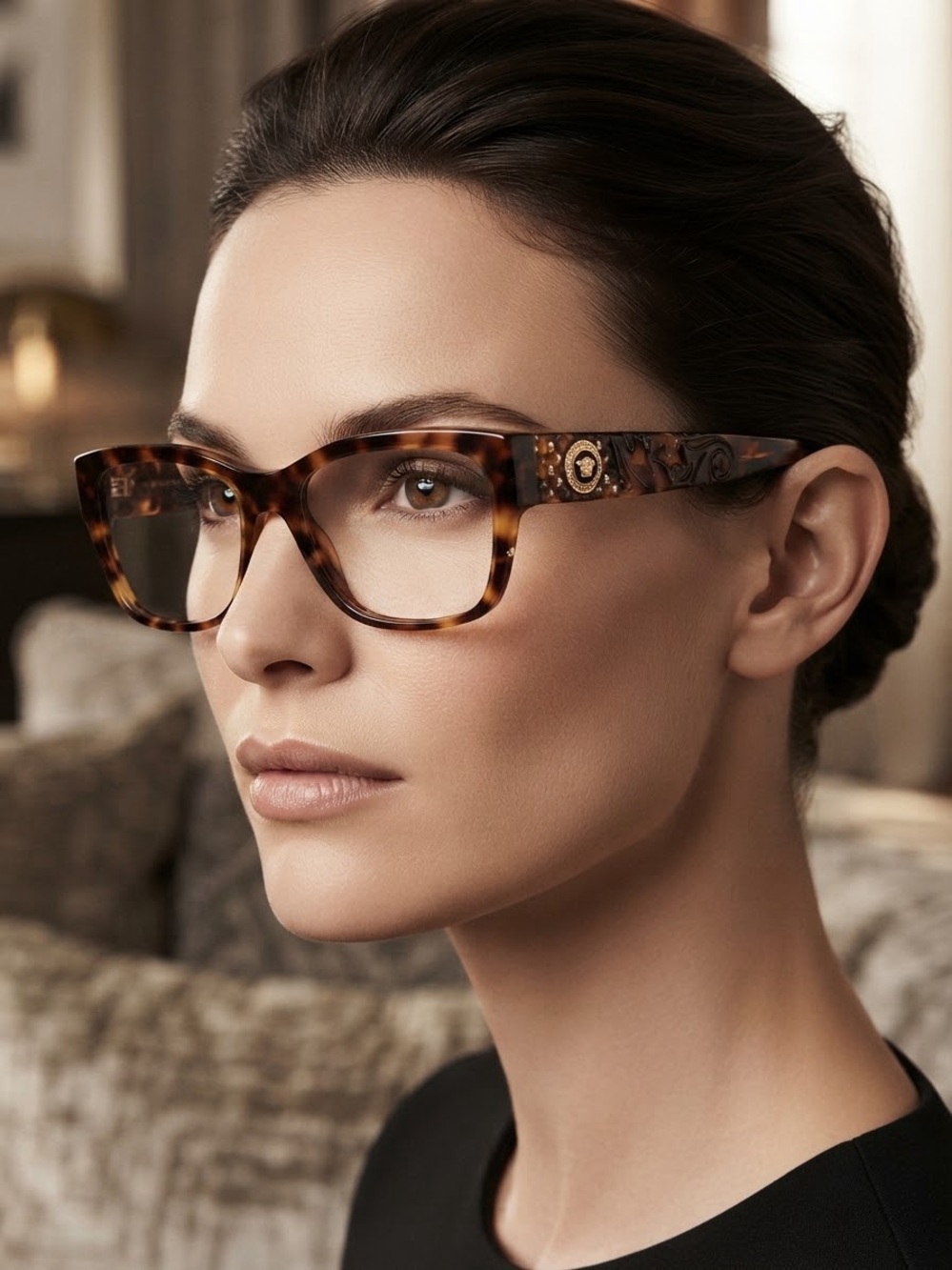 Versace Tortoiseshell Women's Fashion Eyeglass Frames - Ambery Brown